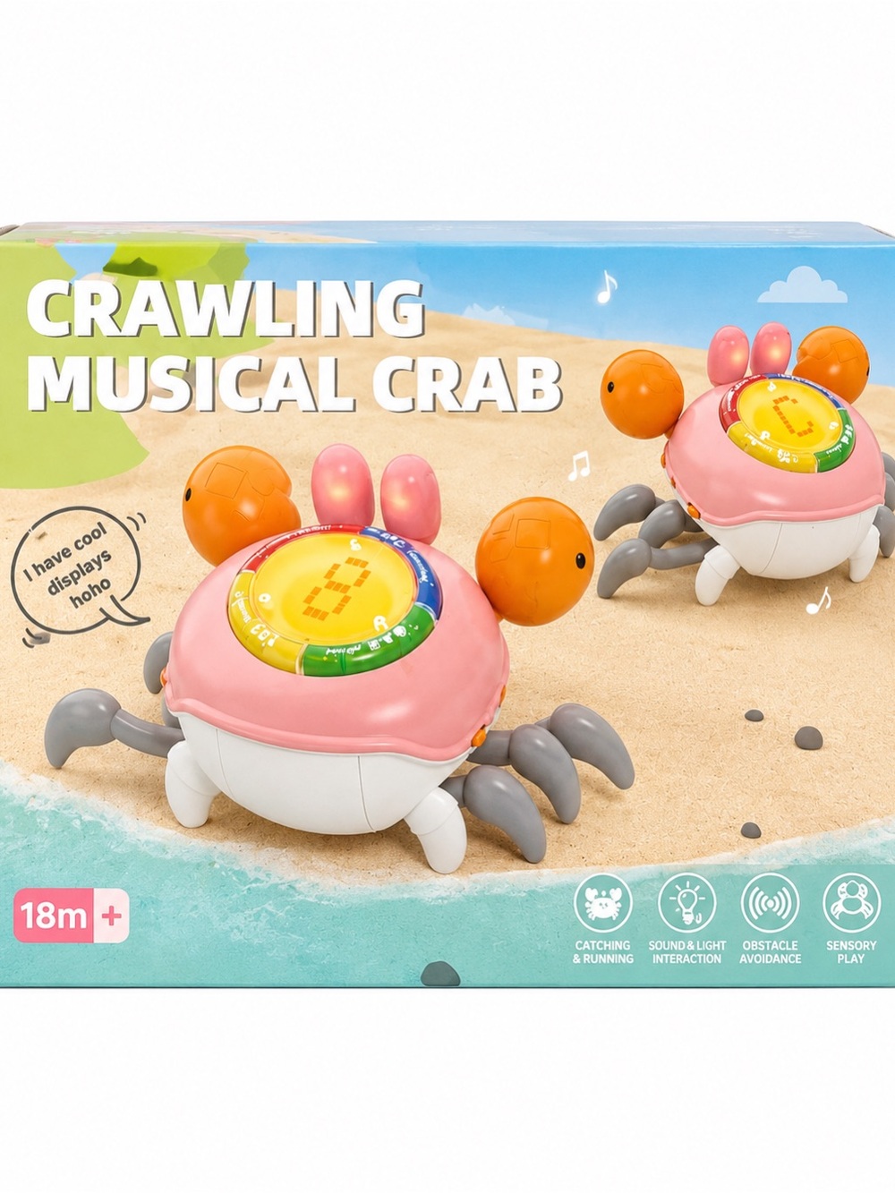 Musical Crawling Crab Toy - Pink Interactive Learning Crab